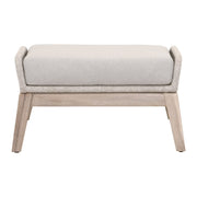 Essentials For Living Loom Outdoor Footstool ~ Taupe & White Flat Rope, Performance Pumice, Gray Teak