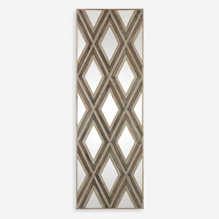 Uttermost Tahira Ivory and Chestnut Gray Mirrored Accents Wood Wall Art Decor