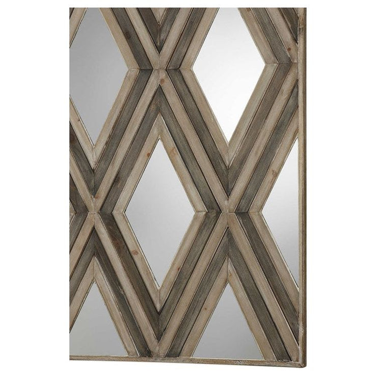 Uttermost Tahira Ivory and Chestnut Gray Mirrored Accents Wood Wall Art Decor