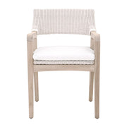 Essentials For Living Lucia Outdoor Arm Chair ~ Pure White Synthetic Wicker, Performance White Speckle, Gray Teak