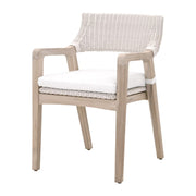 Essentials For Living Lucia Outdoor Arm Chair ~ Pure White Synthetic Wicker, Performance White Speckle, Gray Teak