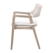 Essentials For Living Lucia Outdoor Arm Chair ~ Pure White Synthetic Wicker, Performance White Speckle, Gray Teak