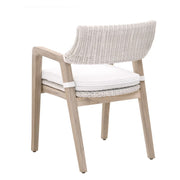 Essentials For Living Lucia Outdoor Arm Chair ~ Pure White Synthetic Wicker, Performance White Speckle, Gray Teak
