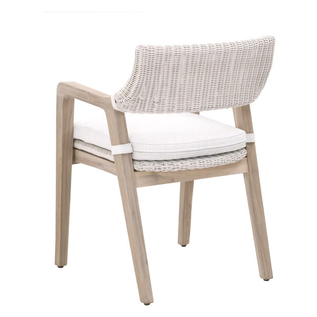 Essentials For Living Lucia Outdoor Arm Chair ~ Pure White Synthetic Wicker, Performance White Speckle, Gray Teak