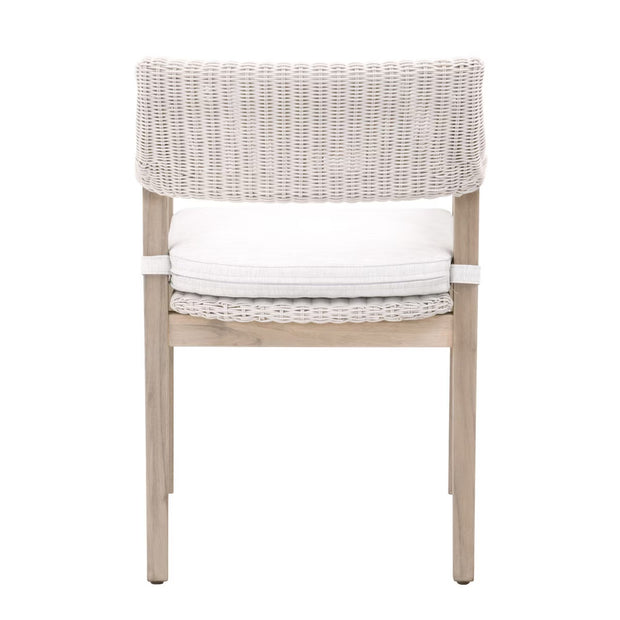 Essentials For Living Lucia Outdoor Arm Chair ~ Pure White Synthetic Wicker, Performance White Speckle, Gray Teak
