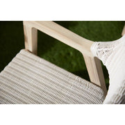 Essentials For Living Lucia Outdoor Arm Chair ~ Pure White Synthetic Wicker, Performance White Speckle, Gray Teak