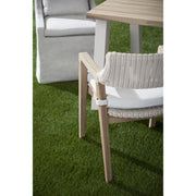 Essentials For Living Lucia Outdoor Arm Chair ~ Pure White Synthetic Wicker, Performance White Speckle, Gray Teak