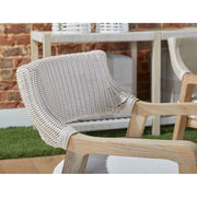 Essentials For Living Lucia Outdoor Arm Chair ~ Pure White Synthetic Wicker, Performance White Speckle, Gray Teak