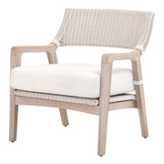 Essentials For Living Lucia Outdoor Club Chair ~ Pure White Synthetic Wicker, Performance White Speckle, Gray Teak