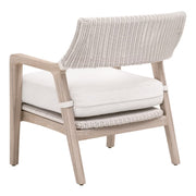 Essentials For Living Lucia Outdoor Club Chair ~ Pure White Synthetic Wicker, Performance White Speckle, Gray Teak