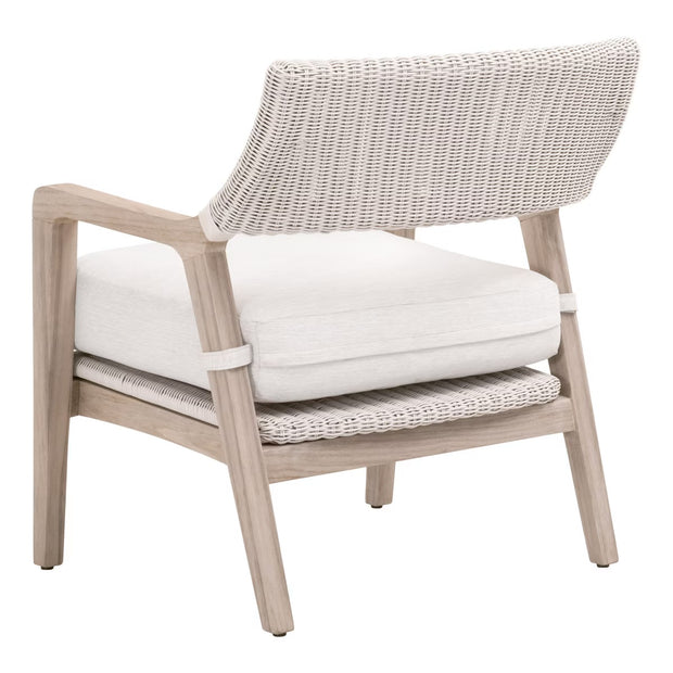 Essentials For Living Lucia Outdoor Club Chair ~ Pure White Synthetic Wicker, Performance White Speckle, Gray Teak