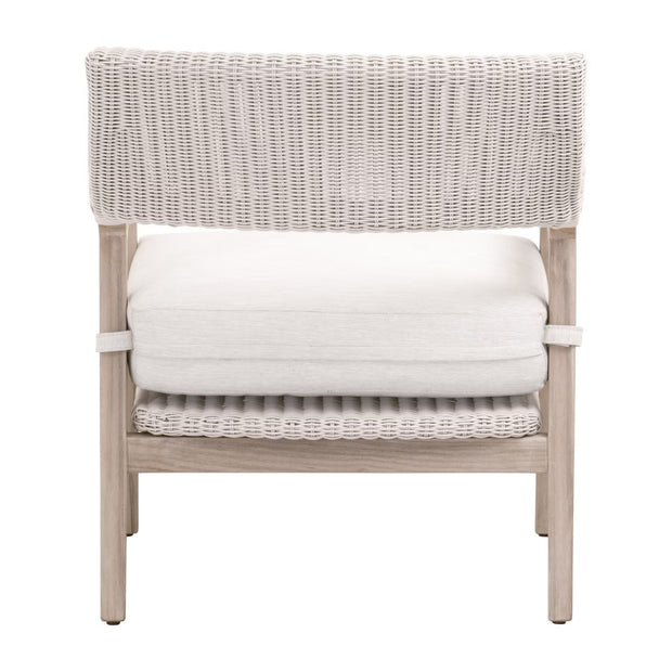 Essentials For Living Lucia Outdoor Club Chair ~ Pure White Synthetic Wicker, Performance White Speckle, Gray Teak