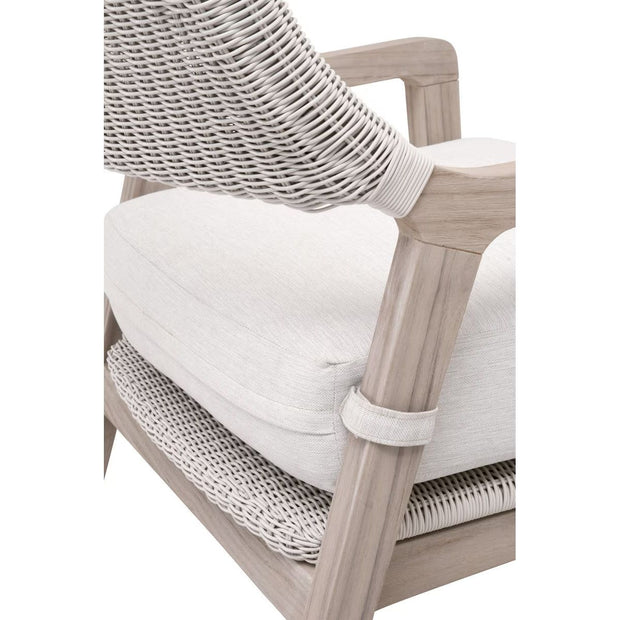 Essentials For Living Lucia Outdoor Club Chair ~ Pure White Synthetic Wicker, Performance White Speckle, Gray Teak