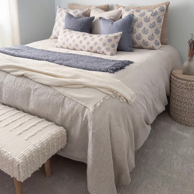 Anaya Home Crinkled Turkish Cotton Oversized Cuddle Blanket ~ Natural Beige