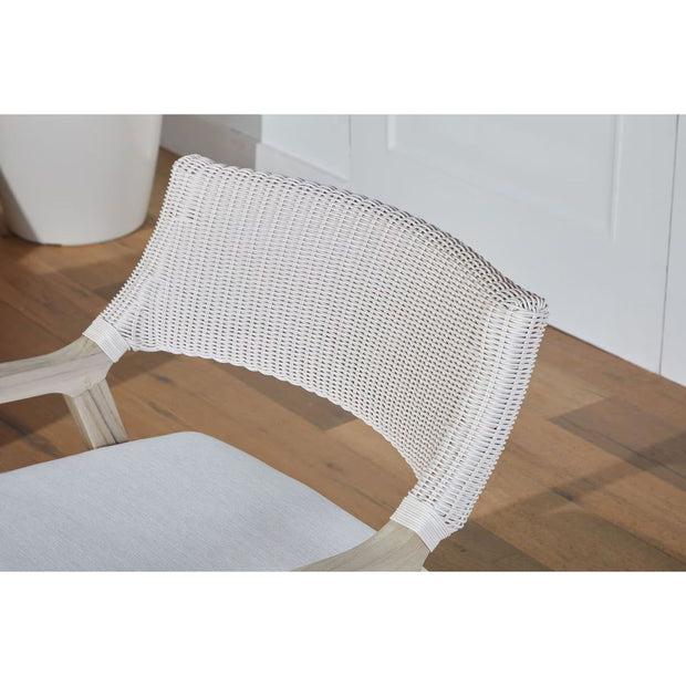 Essentials For Living Lucia Outdoor Club Chair ~ Pure White Synthetic Wicker, Performance White Speckle, Gray Teak