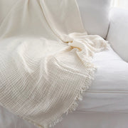 Anaya Home Crinkled Turkish Cotton Oversized Cuddle Blanket ~ Ivory