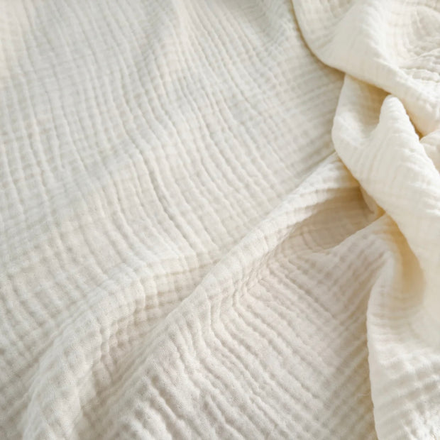 Anaya Home Crinkled Turkish Cotton Cuddle Throw Blanket ~ Ivory