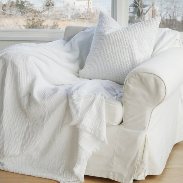 Anaya Home Crinkled Turkish Cotton Oversized Cuddle Blanket ~ White