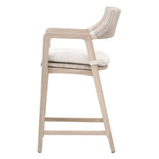Essentials For Living Lucia Outdoor Counter Stool ~ Pure White Synthetic Wicker, Performance White Speckle, Gray Teak