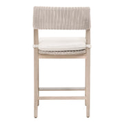 Essentials For Living Lucia Outdoor Counter Stool ~ Pure White Synthetic Wicker, Performance White Speckle, Gray Teak