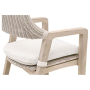Essentials For Living Lucia Outdoor Counter Stool ~ Pure White Synthetic Wicker, Performance White Speckle, Gray Teak