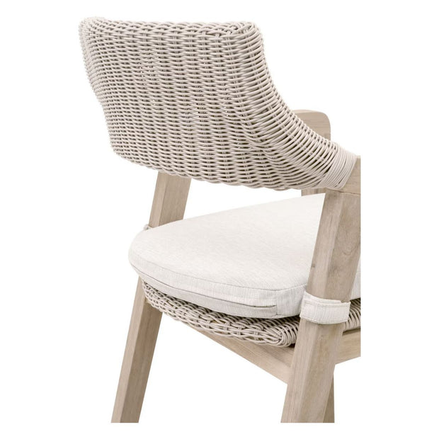 Essentials For Living Lucia Outdoor Counter Stool ~ Pure White Synthetic Wicker, Performance White Speckle, Gray Teak