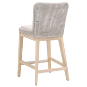 Essentials For Living Mesh Outdoor Counter Stool ~ Taupe & White Flat Rope, Gray Teak, Performance Pumice