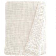 Anaya Home Crinkled Turkish Cotton Cuddle Throw Blanket ~ Ivory