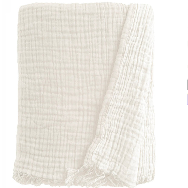 Anaya Home Crinkled Turkish Cotton Cuddle Throw Blanket ~ Ivory
