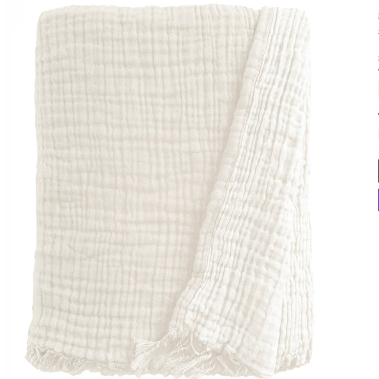 Anaya Home Crinkled Turkish Cotton Cuddle Throw Blanket ~ Ivory