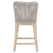 Essentials For Living Mesh Outdoor Counter Stool ~ Taupe & White Flat Rope, Gray Teak, Performance Pumice