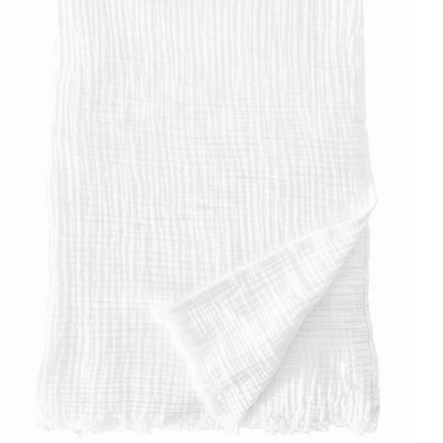 Anaya Home Crinkled Turkish Cotton Cuddle Throw Blanket ~ White