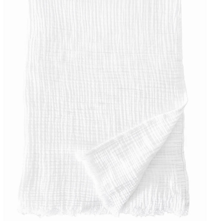 Anaya Home Crinkled Turkish Cotton Cuddle Throw Blanket ~ White