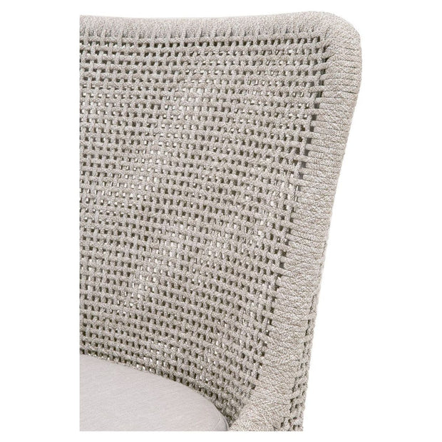 Essentials For Living Mesh Outdoor Counter Stool ~ Taupe & White Flat Rope, Gray Teak, Performance Pumice