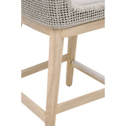 Essentials For Living Mesh Outdoor Counter Stool ~ Taupe & White Flat Rope, Gray Teak, Performance Pumice