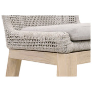 Essentials For Living Mesh Outdoor Counter Stool ~ Taupe & White Flat Rope, Gray Teak, Performance Pumice