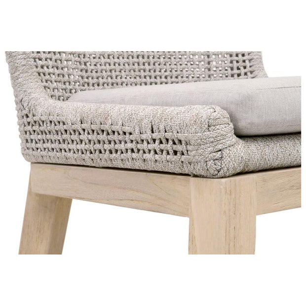 Essentials For Living Mesh Outdoor Counter Stool ~ Taupe & White Flat Rope, Gray Teak, Performance Pumice