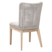 Essentials For Living Mesh Outdoor Dining Chair ~ Taupe & White Flat Rope, Gray Teak, Performance Pumice