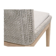 Essentials For Living Mesh Outdoor Dining Chair ~ Taupe & White Flat Rope, Gray Teak, Performance Pumice