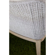 Essentials For Living Mesh Outdoor Dining Chair ~ Taupe & White Flat Rope, Gray Teak, Performance Pumice