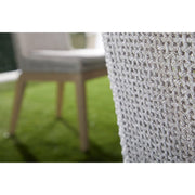Essentials For Living Mesh Outdoor Dining Chair ~ Taupe & White Flat Rope, Gray Teak, Performance Pumice