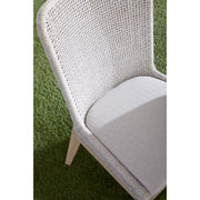 Essentials For Living Mesh Outdoor Dining Chair ~ Taupe & White Flat Rope, Gray Teak, Performance Pumice