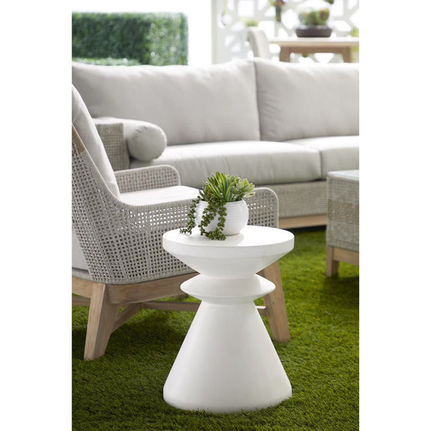 Essentials For Living Pawn Accent Table ~ Ivory Concrete