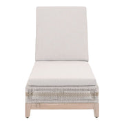 Essentials For Living Tapestry Outdoor Chaise Lounge ~ Taupe & White Flat Rope, Taupe Stripe, Performance Pumice, Gray Teak