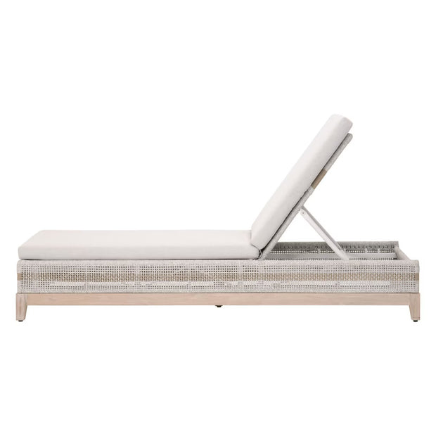 Essentials For Living Tapestry Outdoor Chaise Lounge ~ Taupe & White Flat Rope, Taupe Stripe, Performance Pumice, Gray Teak