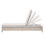 Essentials For Living Tapestry Outdoor Chaise Lounge ~ Taupe & White Flat Rope, Taupe Stripe, Performance Pumice, Gray Teak