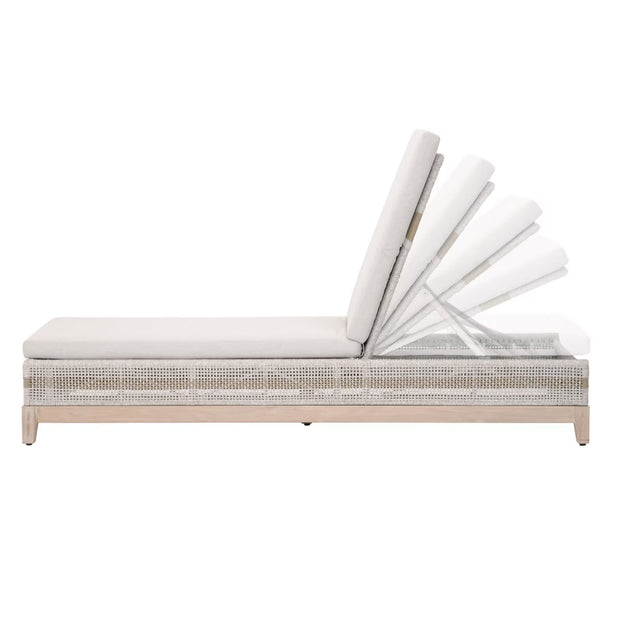 Essentials For Living Tapestry Outdoor Chaise Lounge ~ Taupe & White Flat Rope, Taupe Stripe, Performance Pumice, Gray Teak