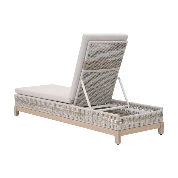 Essentials For Living Tapestry Outdoor Chaise Lounge ~ Taupe & White Flat Rope, Taupe Stripe, Performance Pumice, Gray Teak