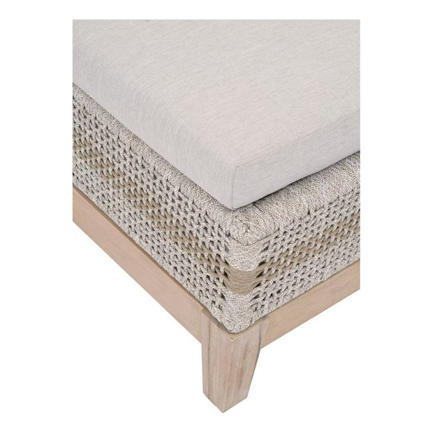 Essentials For Living Tapestry Outdoor Chaise Lounge ~ Taupe & White Flat Rope, Taupe Stripe, Performance Pumice, Gray Teak