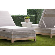 Essentials For Living Tapestry Outdoor Chaise Lounge ~ Taupe & White Flat Rope, Taupe Stripe, Performance Pumice, Gray Teak